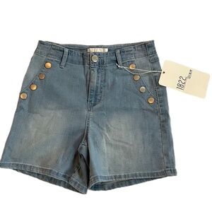 NWT‎ 1822 DENIM Blue High Rise Sailor Retro Pinup Denim Shorts Size 4